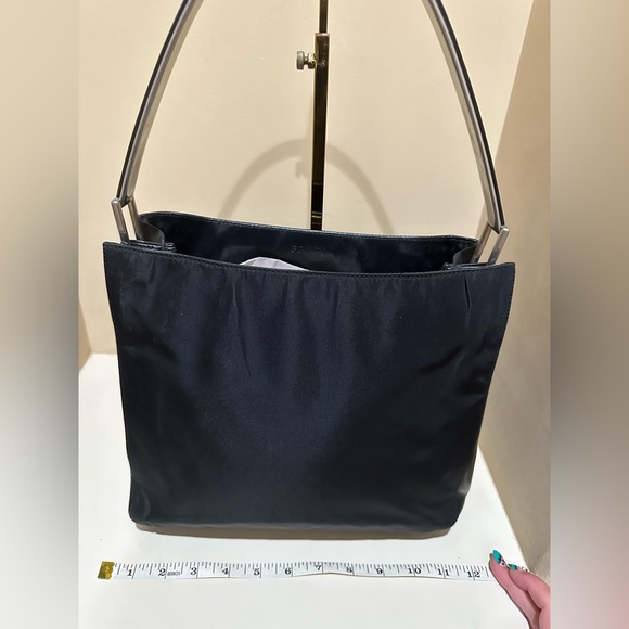 Prada Tessuto and Black Leather Metal Handle Bag - Picture 8 of 12